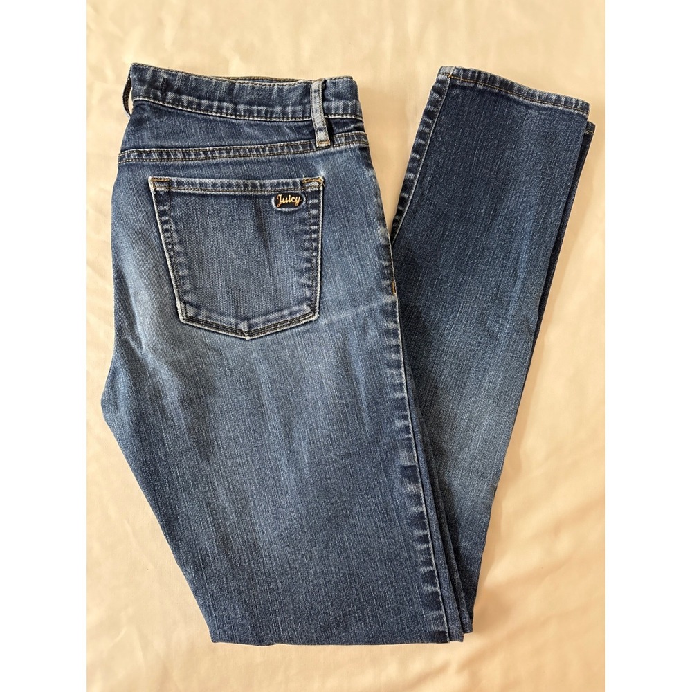 Juicy Couture Womens Skinny Jeans Size 28 Medium Wash Stretch Denim Gold Tone
